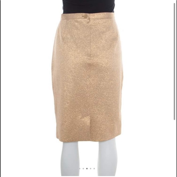 Dolce & Gabbana Matte Gold Cloque Knit Pencil Skirt